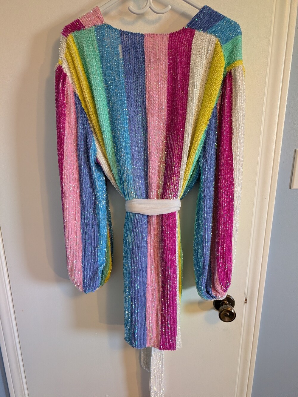 NWT Retrofête Gabrielle Sequin Robe Dress Rainbow Stripe Size M - Picture 5 of 13